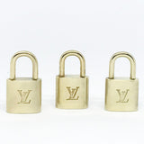 3 Matching Numbered Locks+Keys | 3 Louis Vuitton Padlocks & 3 Keys-Lock & Key, Key Holders, Luggage Tags-Louis Vuitton-Brass-JustGorgeousStudio.com