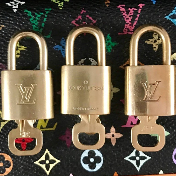 3 Matching Numbered Locks+Keys | 3 Louis Vuitton Padlocks & 3 Keys-Lock & Key, Key Holders, Luggage Tags-Louis Vuitton-Brass-JustGorgeousStudio.com