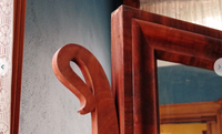Antique Lyre Mirror Table-Art & Antiques-Just Gorgeous Studio-Brown-JustGorgeousStudio.com