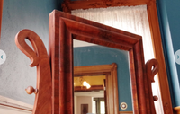 Antique Lyre Mirror Table-Art & Antiques-Just Gorgeous Studio-Brown-JustGorgeousStudio.com