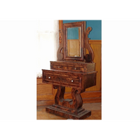 Antique Lyre Mirror Table-Art & Antiques-Just Gorgeous Studio-Brown-JustGorgeousStudio.com