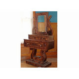 Antique Lyre Mirror Table-Art & Antiques-Just Gorgeous Studio-Brown-JustGorgeousStudio.com