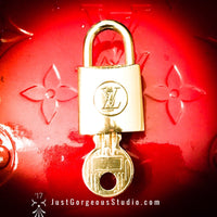 Antique Vintage Louis Vuitton Lock & Key-Lock & Key, Key Holders, Luggage Tags-Louis Vuitton-brass-JustGorgeousStudio.com