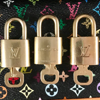 Authentic Louis Vuitton Lock & Key Set: Speedy, Alma, Neverfull, Keepall, Bandoliere,Doctor Bag-Lock & Key, Key Holders, Luggage Tags-Louis Vuitton-Brass-JustGorgeousStudio.com