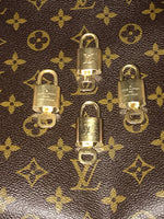 Authentic Louis Vuitton Lock & Key Set: Speedy, Alma, Neverfull, Keepall, Bandoliere,Doctor Bag-Lock & Key, Key Holders, Luggage Tags-Louis Vuitton-Brass-JustGorgeousStudio.com