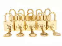 Authentic Louis Vuitton Lock & Key Set: Speedy, Alma, Neverfull, Keepall, Bandoliere,Doctor Bag-Lock & Key, Key Holders, Luggage Tags-Louis Vuitton-Brass-JustGorgeousStudio.com