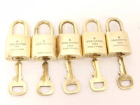 Authentic Louis Vuitton Lock & Key Set: Speedy, Alma, Neverfull, Keepall, Bandoliere,Doctor Bag-Lock & Key, Key Holders, Luggage Tags-Louis Vuitton-Brass-JustGorgeousStudio.com