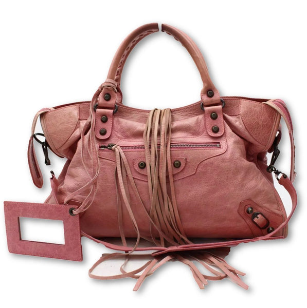 Balenciaga City Motorcycle Bag Framboise Red-Pink-Bags-Balenciaga-Framboise Red/Pink-JustGorgeousStudio.com
