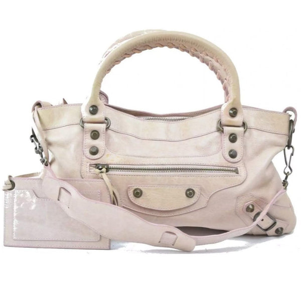 Balenciaga First Classique Motorcycle Le Dix Lariat Pink Leather Shoulder Bag-Bags-Balenciaga-Pink-JustGorgeousStudio.com