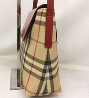 Burberry Check Flap Hobo Shoulder Bag-Bags-Burberry-red/tan-JustGorgeousStudio.com
