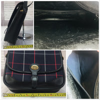 Burberry Navy Check Flap Bag-Bags-Burberry-Navy/Red/White/Black/Gold-JustGorgeousStudio.com
