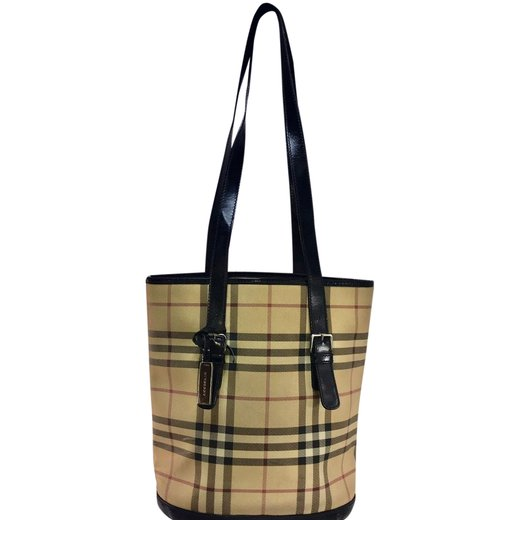 Burberry Nova Check Bucket Bag-Bags-Burberry-Black/Tan-JustGorgeousStudio.com