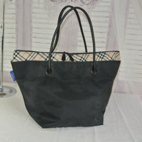 Burberry Nova Check Tote Bag-Bags-Burberry-Black/Tan-JustGorgeousStudio.com