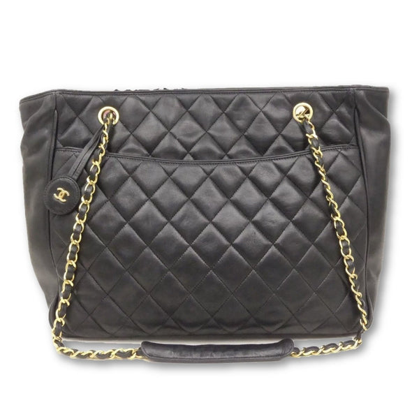 Chanel Black CC Logo Quilted Shopping Tote - Authenticity Guaranteed – Just  Gorgeous Studio