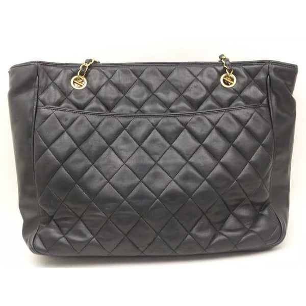 Chanel Black Calfskin Leather Quilted XL Tote Bag