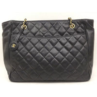 Chanel Black CC Logo Quilted Shopping Tote-Bags-Chanel-Black-JustGorgeousStudio.com