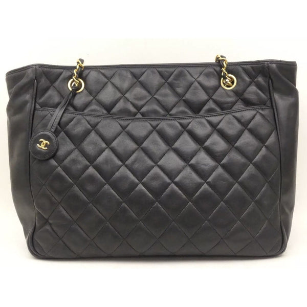 Chanel Black CC Logo Quilted Shopping Tote-Bags-Chanel-Black-JustGorgeousStudio.com