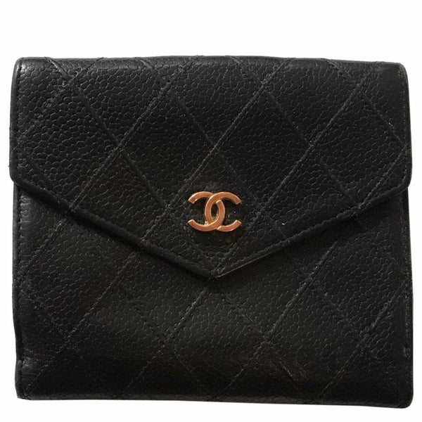 Chanel Flap Wallet Quilted Diamond Small Caviar Black