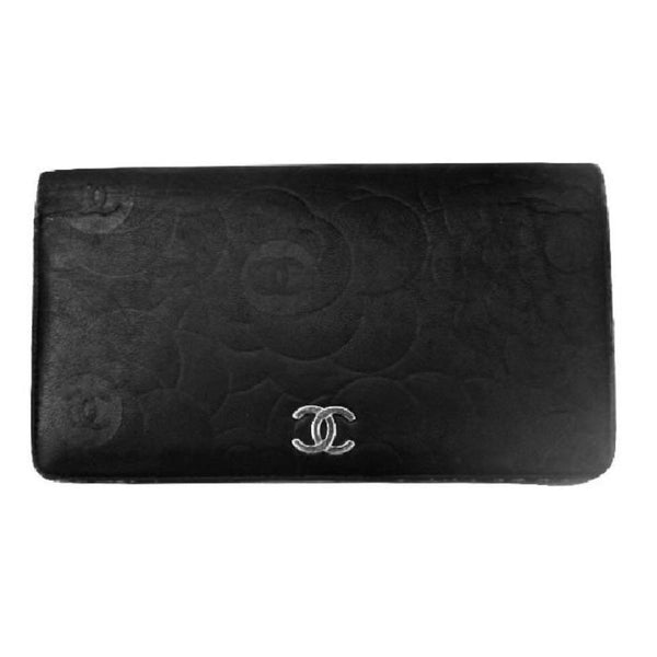 Chanel Camélia Bifold Long Wallet + Original Receipt-Wallets & Clutches-Chanel-Black-JustGorgeousStudio.com