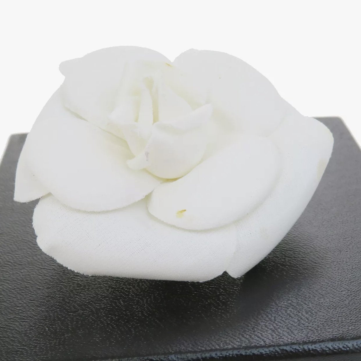 Chanel Black Leather Camellia Flower Pin - Yoogi's Closet