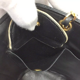 Chanel Canvas and Navy Leather Bucket Tote-Bags-Chanel-black/beige-JustGorgeousStudio.com