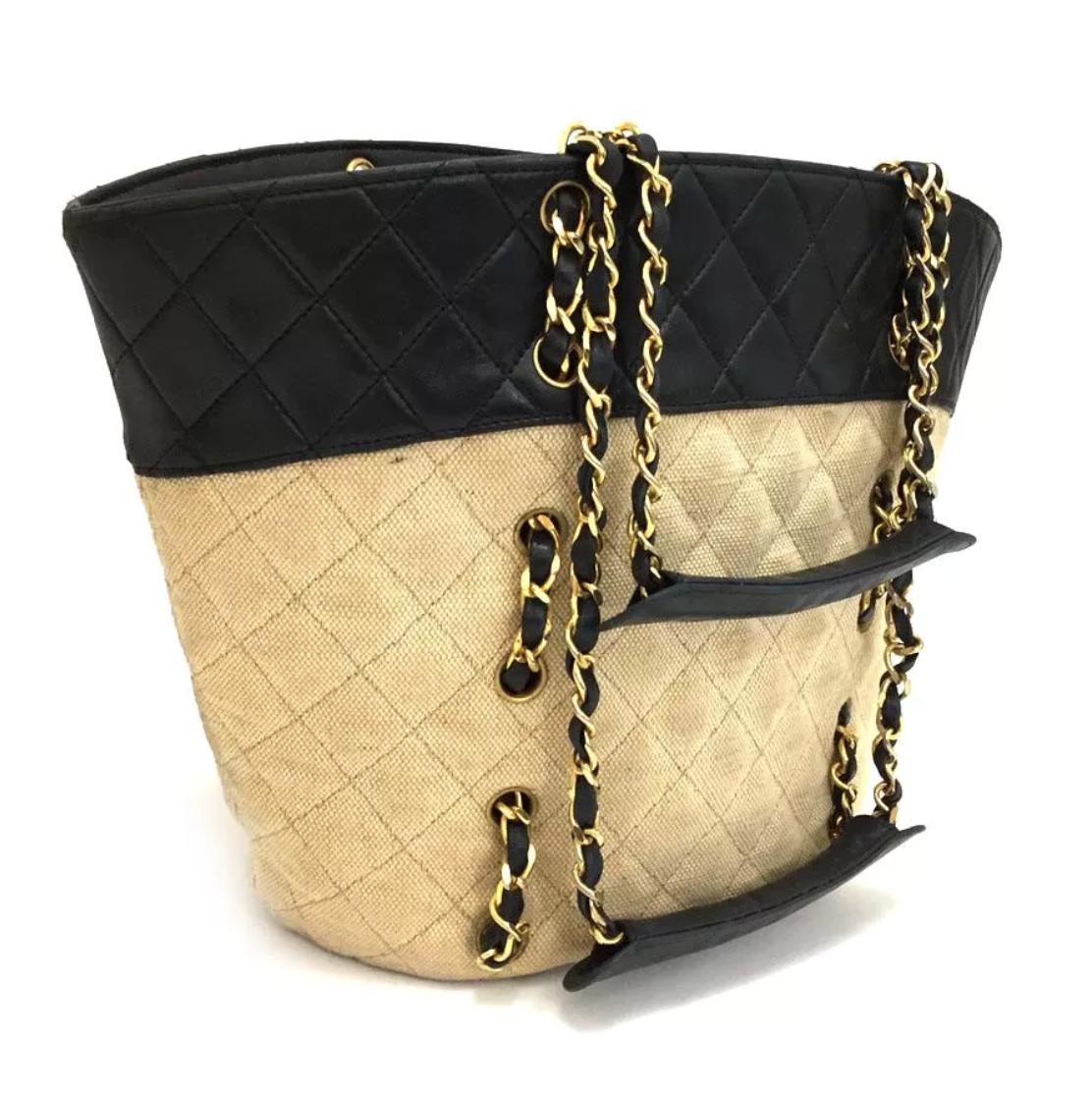 Chanel Rainbow Logo Quilted Textile Tote Gold Hardware, 2021 (Like New), Womens Handbag