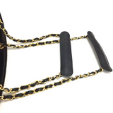 Chanel Canvas and Navy Leather Bucket Tote-Bags-Chanel-black/beige-JustGorgeousStudio.com