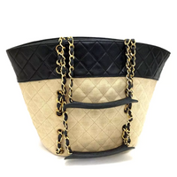 Chanel Vintage Chanel Black Quilted Leather Large Shoulder Bucket Bag