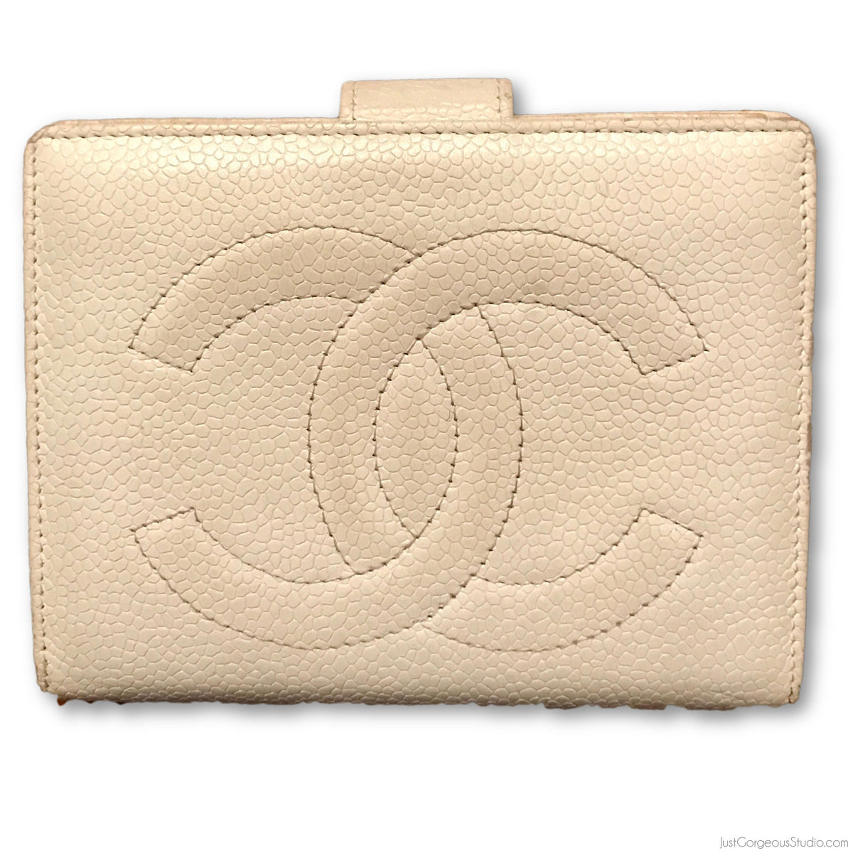 CHANEL Caviar Quilted Zip Around Coin Purse Ivory, FASHIONPHILE