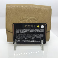 Chanel Caviar CC Logo Wallet-Wallets & Clutches-Chanel-Tan-JustGorgeousStudio.com