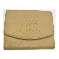 Chanel Caviar CC Logo Wallet-Wallets & Clutches-Chanel-Tan-JustGorgeousStudio.com
