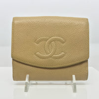 Chanel Caviar CC Logo Wallet-Wallets & Clutches-Chanel-Tan-JustGorgeousStudio.com