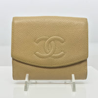 Chanel Caviar CC Logo Wallet-Wallets & Clutches-Chanel-Tan-JustGorgeousStudio.com