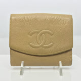 Chanel Caviar CC Logo Wallet-Wallets & Clutches-Chanel-Tan-JustGorgeousStudio.com