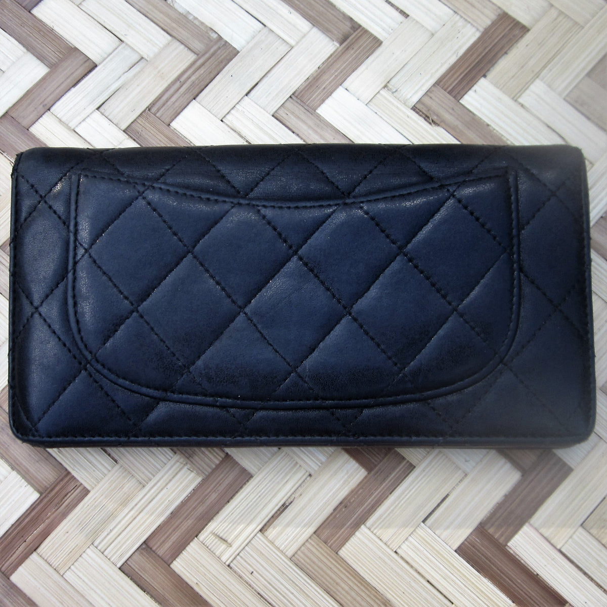 Chanel - Blue Quilted Lambskin Zip Around Wallet
