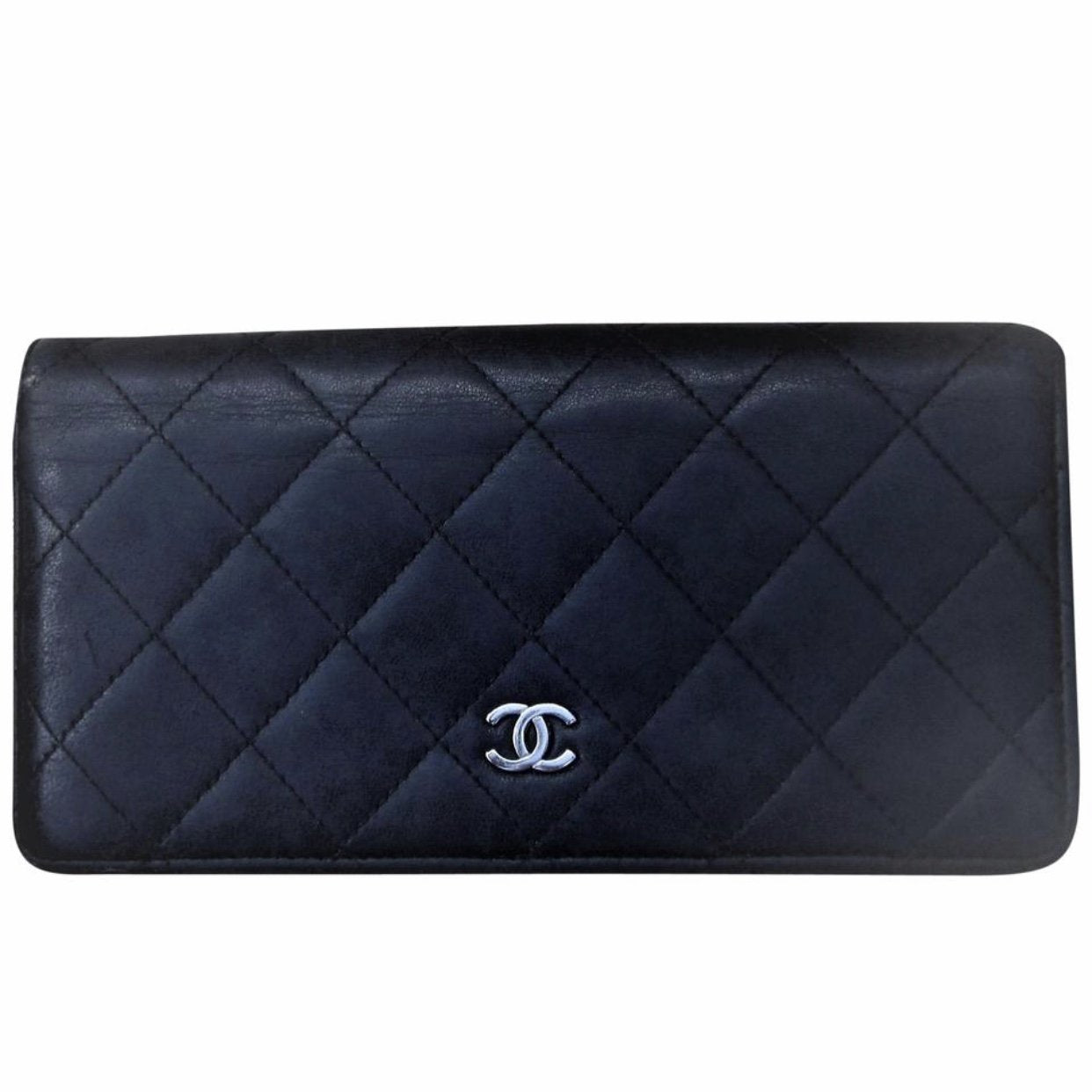 CHANEL Black Leather Long Quilted Classic Flap Wallet – Fashion