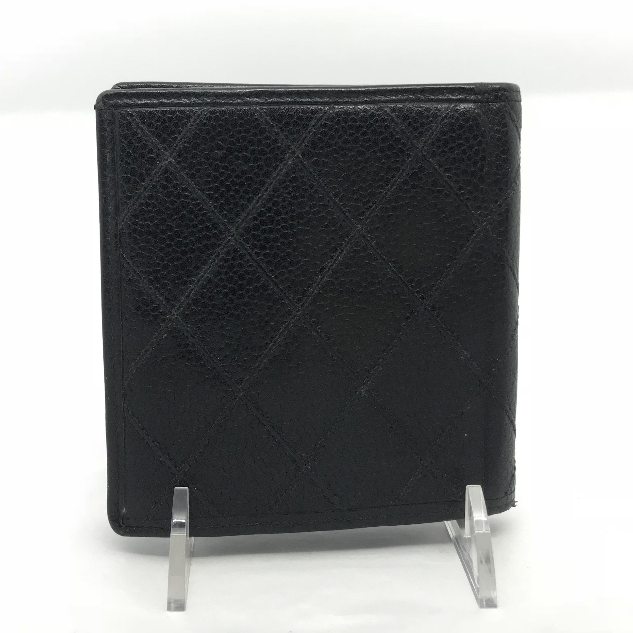 Chanel Vintage Chanel Black Leather Bifold Card Case