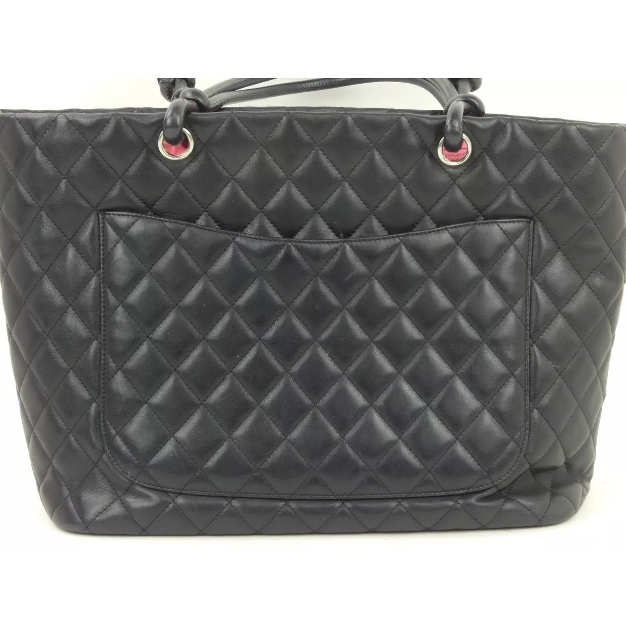 Chanel Cambon Ligne pink and black quilted small tote bag