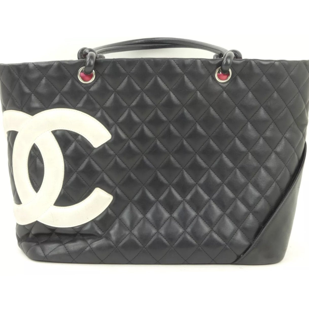 Chanel Tote Bag Quilted Leather Cambon Pink & Black