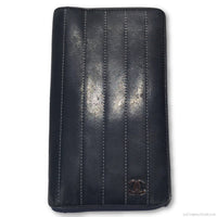 Chanel Leather Mademoiselle Ligne Bifold Wallet-Wallets & Clutches-Chanel-Black Silver-JustGorgeousStudio.com
