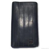 Chanel Leather Mademoiselle Ligne Bifold Wallet-Wallets & Clutches-Chanel-Black Silver-JustGorgeousStudio.com