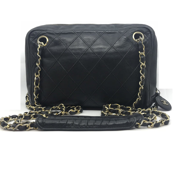 Chanel Black CC Logo Quilted Shopping Tote - Authenticity