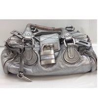 Chloé Paddington Limited Edition Silver/Pewter Color With Large Lock-Bags-Chloe-Silver-JustGorgeousStudio.com