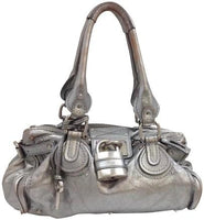 Chloé Paddington Limited Edition Silver/Pewter Color With Large Lock-Bags-Chloe-Silver-JustGorgeousStudio.com