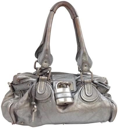 Chloé Paddington Limited Edition Silver/Pewter Color With Large Lock-Bags-Chloe-Silver-JustGorgeousStudio.com