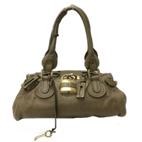 Chloé Paddington With Large Lock-Bags-Chloe-Beige/Tan/Taupe/Gold-JustGorgeousStudio.com