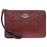 Coach Corner Zip Wristlet In Signature Leather-Wallets & Clutches-Coach-Red/Gold-JustGorgeousStudio.com