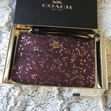 Coach Heart Glitter Corner Zip Wristlet-Wallets & Clutches-Coach-Red/Gold-JustGorgeousStudio.com