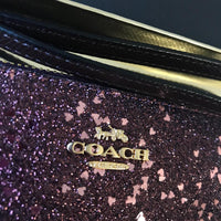 Coach Heart Glitter Corner Zip Wristlet-Wallets & Clutches-Coach-Red/Gold-JustGorgeousStudio.com