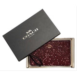 Coach Heart Glitter Corner Zip Wristlet-Wallets & Clutches-Coach-Red/Gold-JustGorgeousStudio.com